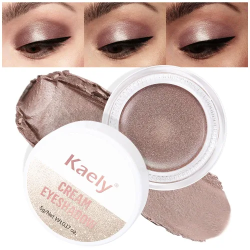 Miniatura 9 de evpct Paleta de maquillaje en pote de sombra de ojos en crema única para mujeres mayores, sombra de ojos de champán con shimmer, glitter metálico