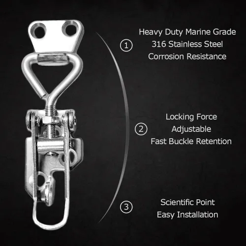 Miniatura 3 de Marine Toggle Catch Latch - 316 Stainless Steel Boat Anti-Rattle Fastener Clamp Hasp, Hatch Pull Locker