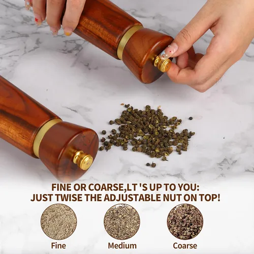 Miniatura 4 de Molinillo de pimienta de madera, molinillo de pimienta de madera, molinillo de sal recargable con grueso, molinillo de pimienta manual ajustable