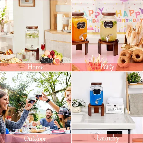 Miniatura 7 de Dispensador de 1 galón para bebidas en fiestas, dispensador de bebidas de vidrio con soporte, dispensador de agua con espiga de acero inoxidable