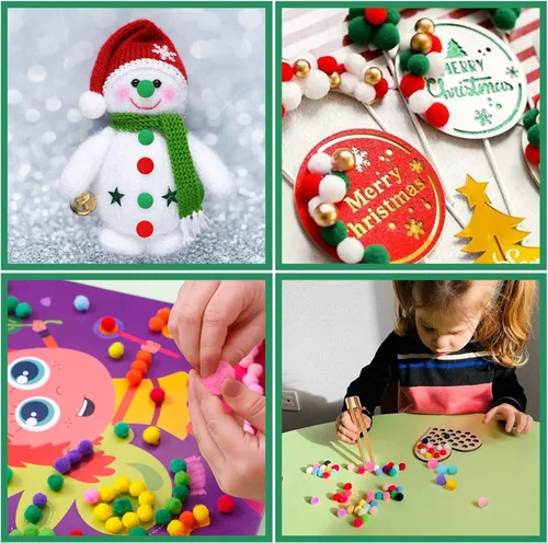Miniatura 7 de Phinus 200 pompones de 1 pulgada para manualidades, pompones suaves y esponjosos, para decoración de manualidades y manualidades