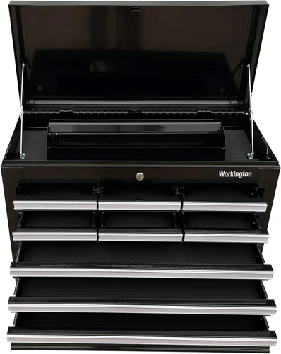 Miniatura 5 de Workington Caja de herramientas de metal portátil industrial profesional con 9 cajones, armario de herramientas de 26 pulgadas con 9 cajones