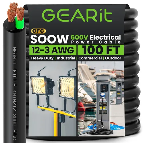 Miniatura 34 de GEARit Cable de alimentación portátil 6/3 6 AWG (100 pies - 3 conductores) SOOW 600V Cable eléctrico de calibre 6 para derivaciones de motor, luces