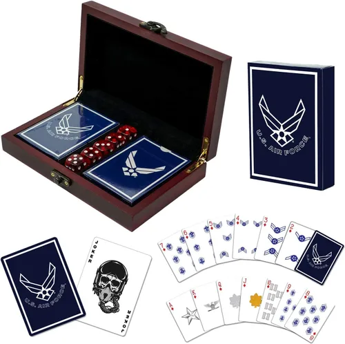 Miniatura 34 de Juego de regalo del ejército de los Estados Unidos Juego de cartas y dados Tarjetas de insignia de rango del ejército Regalos del ejército