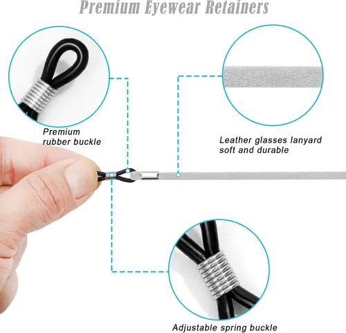 Miniatura 3 de VOOGLASS Correa para lentes (6 unidades) para gafas deportivas, cordón ajustable para lentes de sol, soporte para el cuello, retenedor de cordón