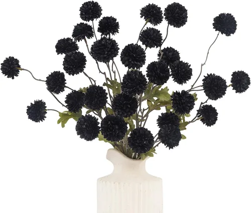Miniatura 29 de DuHouse 6 piezas de flores artificiales de seda falsa pompón, mini rosa falsa pequeña con tallos para ramos de bodas, centros de mesa, jarrones, Café