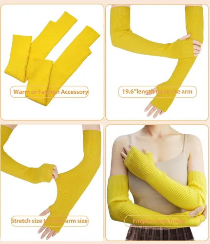 Miniatura 24 de Guantes cálidos de cachemira de brazo largo para mujer, guantes de invierno acogedores sin dedos, calentadores de brazos suaves, gran regalo