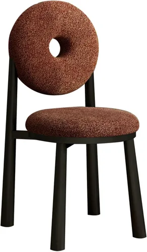 Donut Dining Chairs,Makeup Chair,Kitchen Room Chairs Nordic Back, Dining Room with Metal Legs,Living Room Chair for Home Bedroom Cream Wind Brownish