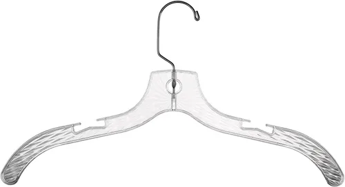 Paquete de 12 perchas de tela de plástico transparente de 17 pulgadas de peso pesado – Paquete de 12 ganchos giratorios para traje o abrigo (gancho
