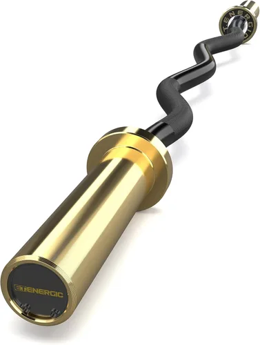 Barra olímpica EZ Curl de 47 pulgadas, barra de acero de 500 libras de capacidad, adecuada para placas de peso de 2 pulgadas, barra de rizo de 2 Oro
