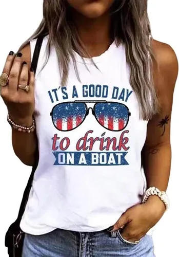 AIMITAG Camiseta sin mangas con la bandera estadounidense para mujer, 4 de julio, patriótica, sin mangas, patriótica, camiseta sin mangas con