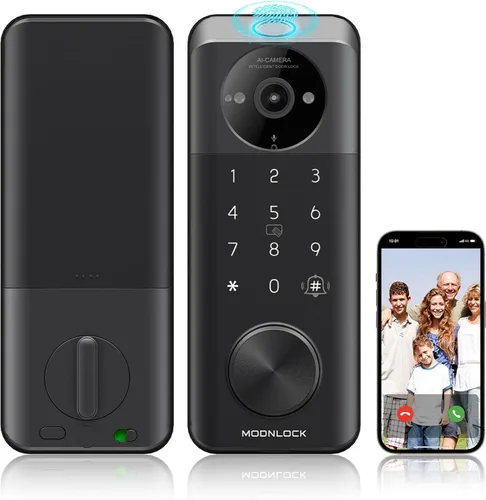Cerradura inteligente con cámara sin llave cerradura de puerta de entrada 2K Video WiFi cerrojo huella digital teclado aplicación Control remoto