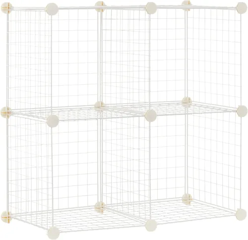 Miniatura 11 de Amazon Basics Organizador de almacenamiento de 4 cubos, armario y estantes de rejilla de alambre, apilable, negro de 14 x 14 x 14 pulgadas
