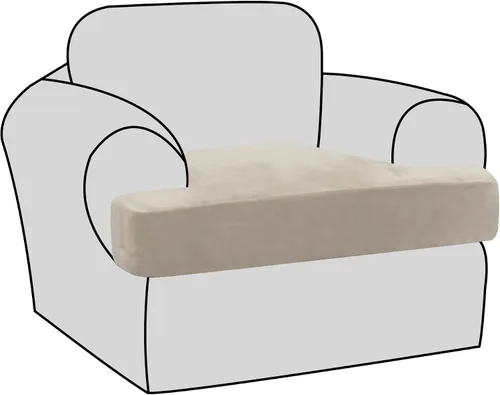 Miniatura 21 de H.VERSAILTEX Fundas de terciopelo elástico para silla con cojín en forma de T para sala de estar, funda de sofá, funda de asiento con cojín
