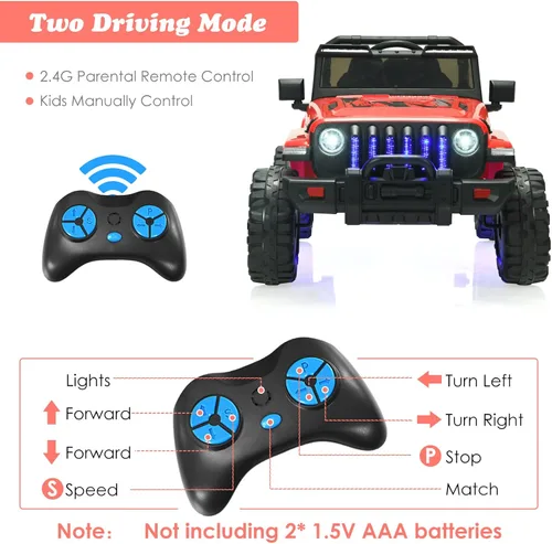 Miniatura 3 de OLAKIDS Camión de paseo para niños, vehículo eléctrico de 12 V con control remoto, automóvil para niños pequeños a batería con música, bocina, 3 Rojo