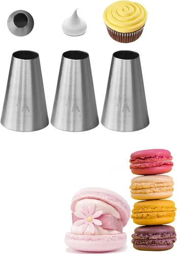 Boquilla 1A para manga pastelera, boquilla grande 1A para decoración de pasteles, boquilla redonda para macarons, 3 piezas
