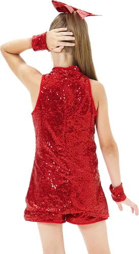 Miniatura 3 de Girls Sequins Dance Costumes Dress, Jazz Dance Costume Girls Hip Hop Outfits Sleeveless Sparkle Dance Dress Top & Shorts