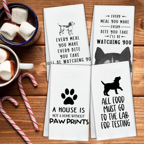 Miniatura 3 de Juego de 4 toallas de cocina para mujeres y hombres, toallas de mano para perros, toallas de cocina para hornear, regalos para amantes