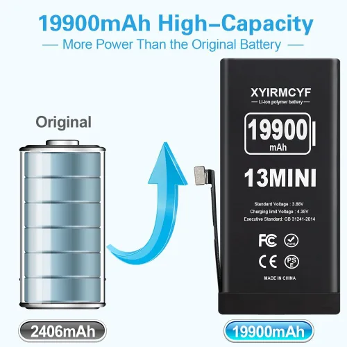 Miniatura 2 de XYIRMCYF Batería de Super Capacidad de 19900mAh Compatible con iPhone 13 Mini, Batería de Repuesto de Polímero de Litio de 0 Ciclos para iPhone 13