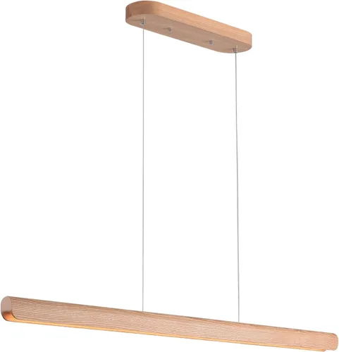 Miniatura 13 de Lámpara colgante lineal natural de madera maciza de 3 luces, moderna lámpara colgante LED regulable, candelabro para mesa de comedor, isla