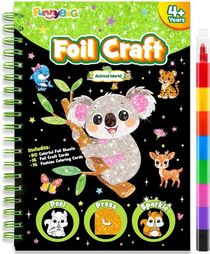 Miniatura 32 de FUNNYB&G Arte en papel de aluminio para niños - Manualidades de Navidad, regalos de fiesta, rellenos de calcetines para niños, suministros de arte