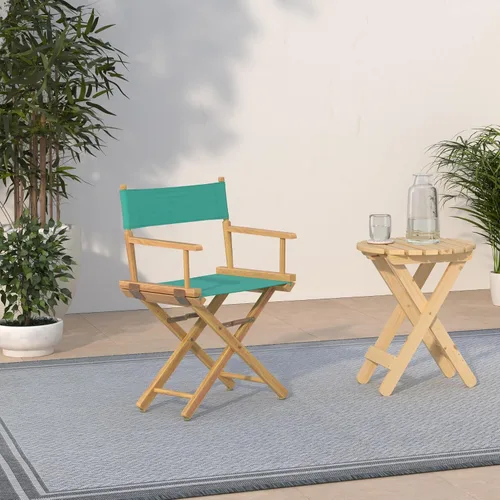 Miniatura 2 de Casual Home - Silla de director de 18.0 in, marco natural con lona verde azulado