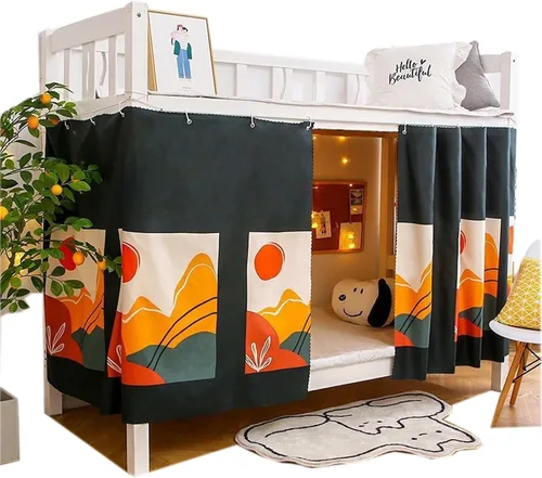 Miniatura 16 de Navhao 2 Paneles, Cortinas de Litera Inferior de Tela Dosel de Cama Cortinas para Estudiantes Redes de Sombreado para Cama Individual, 45.3*78.7