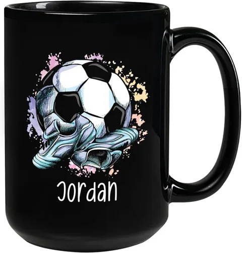 Miniatura 14 de Taza de café de fútbol americano con nombre personalizado, regalo de fútbol personalizado, porcelana negra 11oz y 15oz