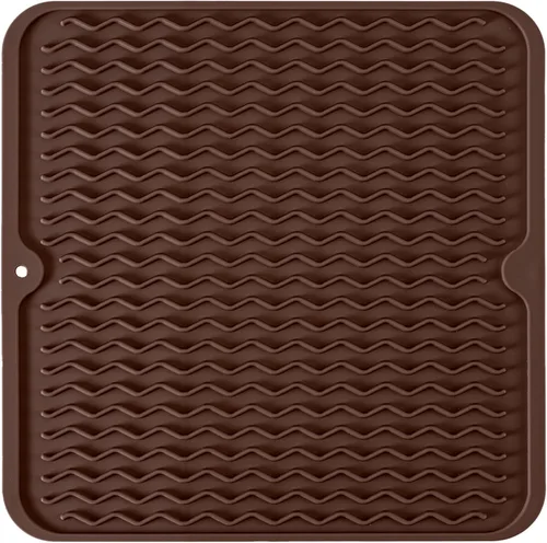 Miniatura 40 de Tapete de silicona para secar platos, antideslizante, fácil de limpiar, tapete escurridor de platos grande resistente al calor para encimera