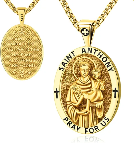 Miniatura 163 de Eusense Saint Necklace Sterling Silver 925 Protection Jewelry for Men Women Patron St Medals Amulet Pendant
