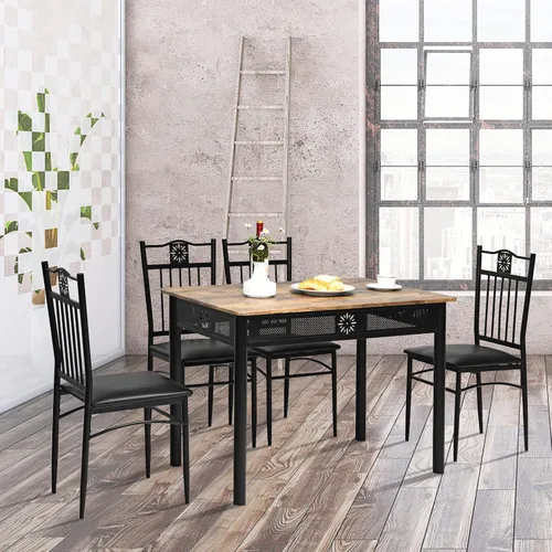 Miniatura 7 de COSTWAY Juego de mesa de comedor de 5 piezas, juego de mesa de cocina moderno para 4 personas, mesa rectangular de 42 pulgadas con 4 sillas