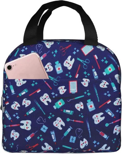 Bolsa de Almuerzo Higienista Dental Lonchera para Mujeres y Hombres Bolsa de Picnic Aislada Enfriador Térmico Bolsa Tote Linda para Trabajo Camping
