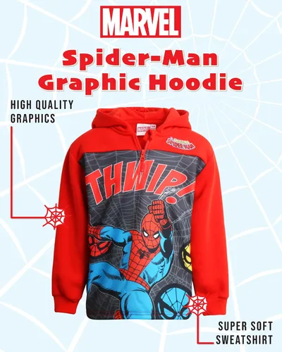 Miniatura 2 de Marvel Sudadera con capucha de forro polar Avengers para niño - Capitán América, Spider-Man, Iron Man (Tamaño 2T-18)