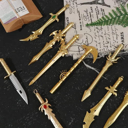 Miniatura 5 de Juego de 24 bolígrafos de tinta de gel con forma de espada antigua, divertidos bolígrafos novedosos en tinta negra, tinta de gel de plástico