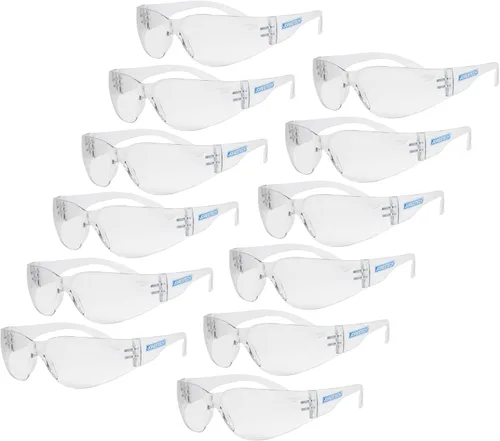 Lentes protectores de seguridad Jorestech Eyewear, protección UV 400, paquete de 12 Transparente