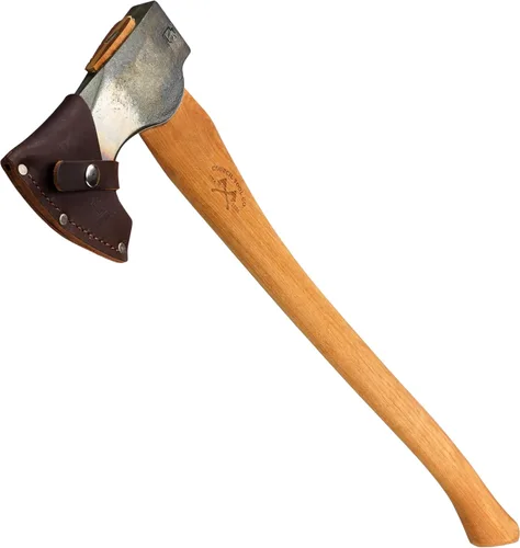 Miniatura 5 de COUNCIL TOOL Hacha Wood-Craft Pack - Hacha de camping de 2 lb, mango curvado de nogal americano de 24" con funda de cuero, fabricado en los Estados