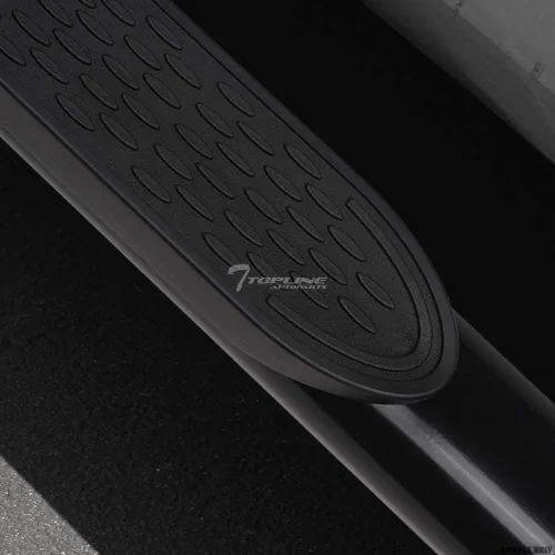 Miniatura 8 de Estribos de riel Nerf de 4 pulgadas con extremo doblado ovalado, color negro, compatible con Ford F150 SuperCrew 15-22 / 17-22 F250 F350 F450 F550
