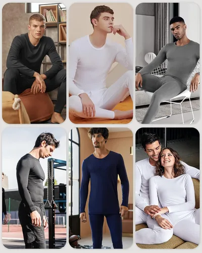 Miniatura 5 de WEERTI Ropa interior térmica para hombre, capa base de tela polar con forro polar