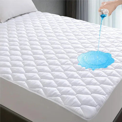 Miniatura 8 de Lunsing Protector de colchón impermeable suave, transpirable, tamaño King, bolsillo de 6 a 18 pulgadas de profundidad, color blanco