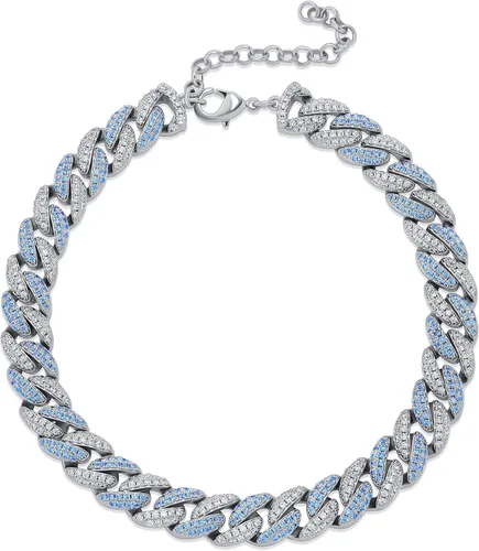 TOPGRILLZ Tobillera chapada en oro de 14 quilates con diamantes curvados de eslabones cubanos con extensión para mujer, joyería de pie de moda (oro