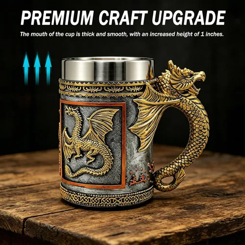 Miniatura 3 de alikiki Medieval DND Dragon Beer Mug - 20 FL oz Dragon Game Mug Stainless Tankard Dungeons and Dragons Gifts for Men GOT Lovers Collector