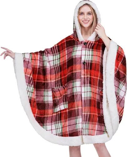 Miniatura 24 de PAVILIA Manta Vestible para Mujeres Adultas, Acogedora Manta Poncho Capa de Vellón de Felpa con Capucha, Chal Súper Suave, Manta Envolvente Angel