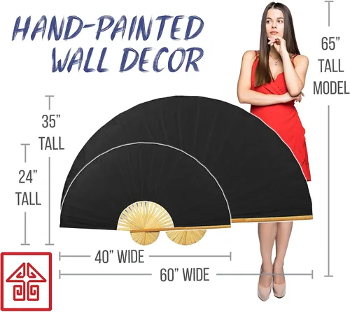 Miniatura 4 de Abanico de pared plegable de color sólido, 40 pulgadas de ancho, negro Sin pintar