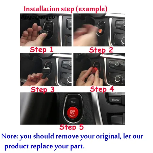 Miniatura 3 de Angelguoguo Interruptor de arranque del motor de coche Botón de repuesto para BMW 1 3 5 Series X1 X3 X5 X6 Z4 E chasis E81 E87 E90 E91 E92 E93 E60