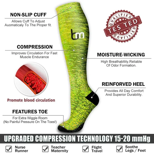 Miniatura 5 de Bluemaple Paquete de 6 calcetines de compresión de cobre para mujeres y hombres, el mejor apoyo para médicos, correr, enfermería, atletismo