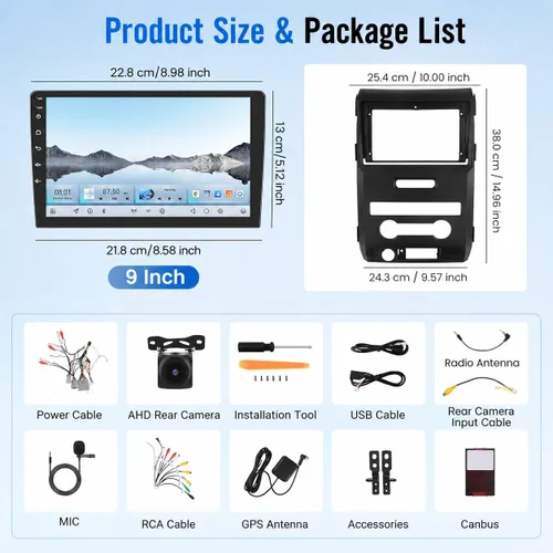 Miniatura 3 de Estéreo de coche Android 15 para Ford F150 2009-2012, Qualcomm 8-Core 4GB+64GB, pantalla táctil QLED de 9 pulgadas, 1280P QLED, CarPlay inalámbrico