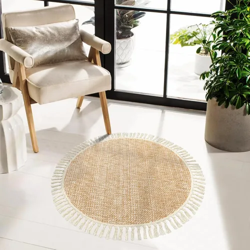 Miniatura 32 de Collive - Tapete de pasillo de cocina, 2 x 4.3 pies, tejido a mano, reversible, lavable, de algodón, color blanco/beige, para baño, pasillo