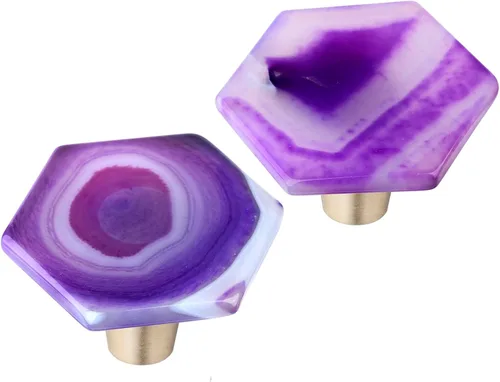 Miniatura 12 de Rockcloud Cajón de perilla de ágata con tornillos, mango de ágata morada en forma de cruz para armario, armario, accesorios para decoración