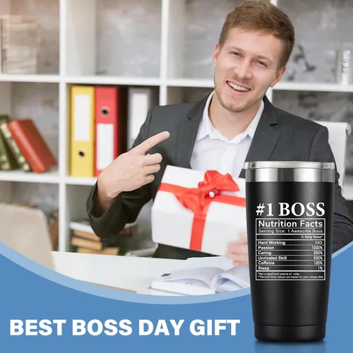 Miniatura 2 de MASGALACC Regalos para jefes para hombres y mujeres, regalo genial del día del mejor jefe del mundo para jefes de parte de empleados, vaso