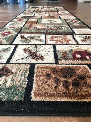 Miniatura 3 de Alfombra de pasillo estilo cabaña, estilo rústico, nativo americano, occidental, oso, alce, ciervo, vida silvestre, cabaña, diseño nativo 386